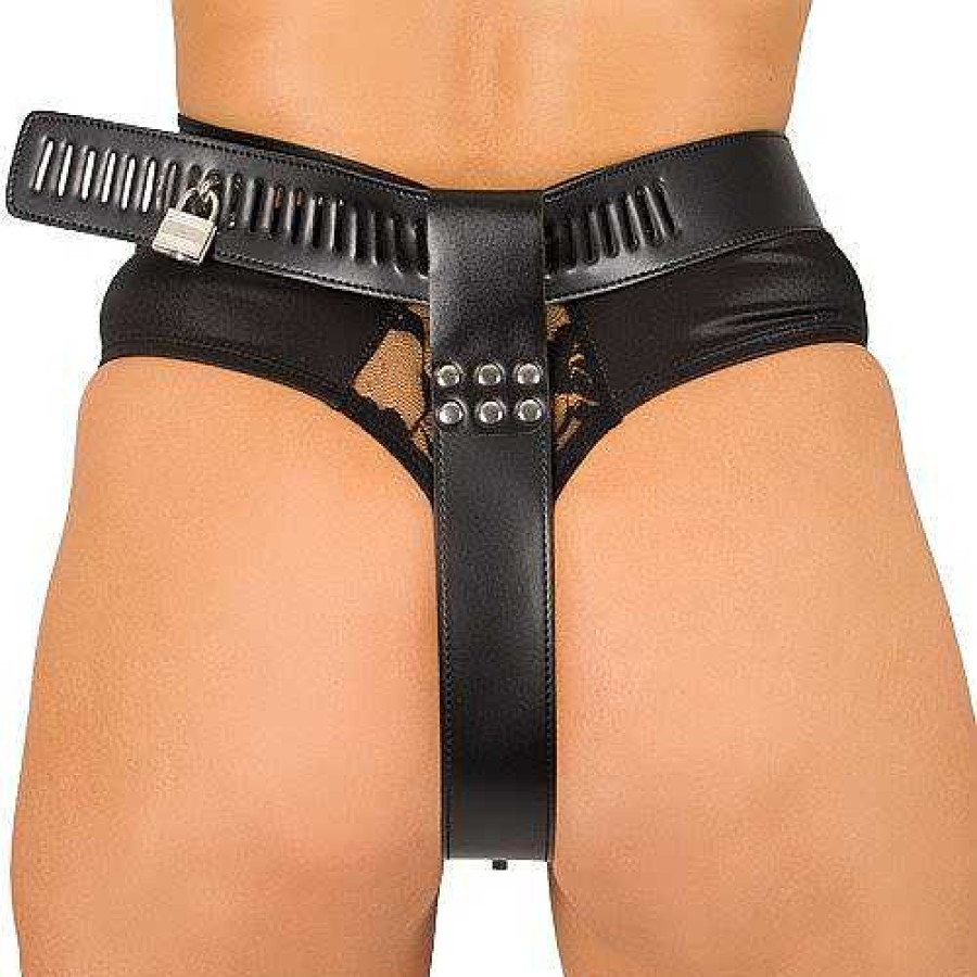 Bondara Bondara Women'S Faux Leather Chastity Belt Black Chastity Devices