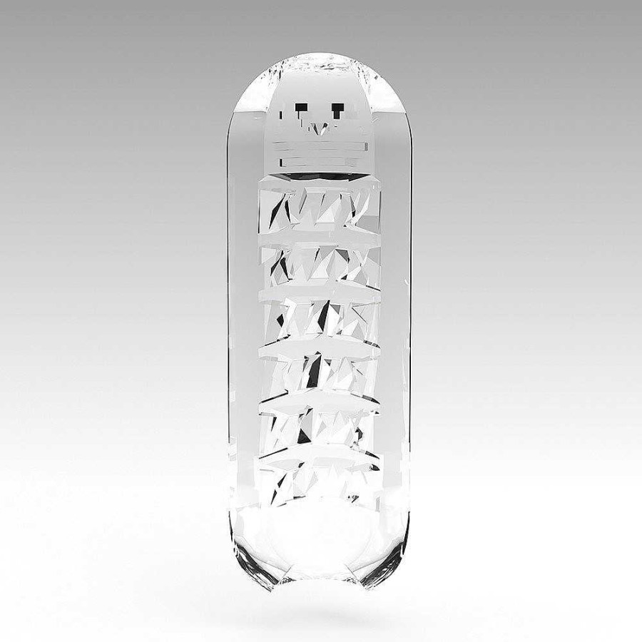 Tenga Tenga Spinner Brick Twisting Masturbator - 5 Inch Clear With Pink Details Male Sex Toys