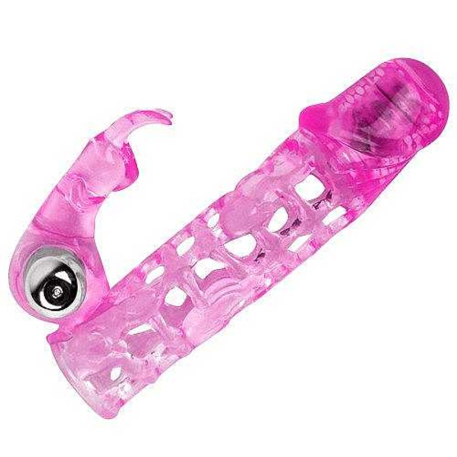 Bondara Wild Ride Vibrating Rabbit 1.5 Inch Penis Extension Pink Sleeve And Silver Bullet Sex Toys For Couples