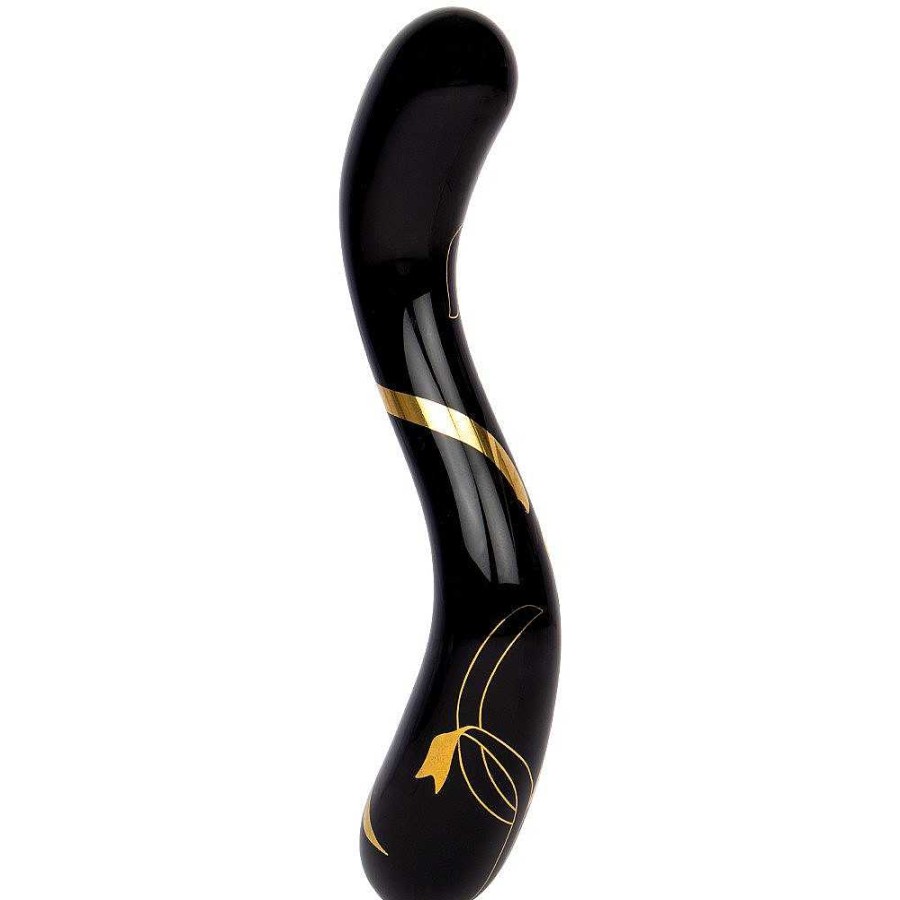 Bondara Glacier Glass Gold Rush Black G-Spot Dildo - 7 Inch Black And Gold Dildos