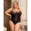 Bondara Bondara Belle Late Night Plus Size Eyelash Lace Caged Teddy Black Sexy Plus Size Lingerie