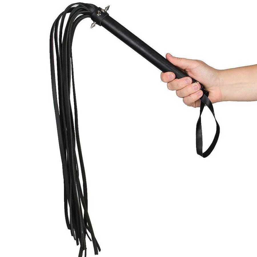 Bondara Bondara Luxe Misfit Leather Studded Flogger - 28 Inch Black Sex Toys For Couples