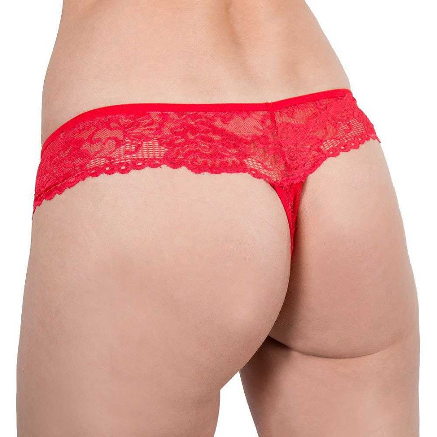 Bondara Flirt Bondara Flirt Lace Crotchless Thong Red Sexy Lingerie For Women