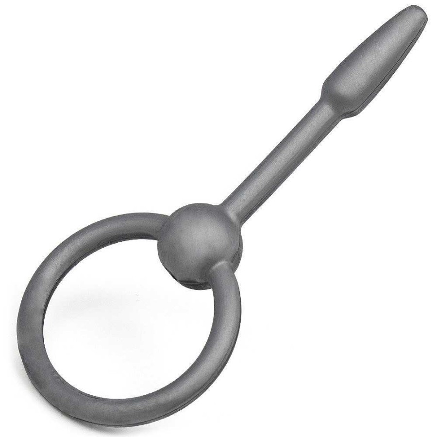 Bondara Bondara Mega Dummy Penis Stretcher Plug With Through-Hole - 7.5Cm Silver Medical Play Toys