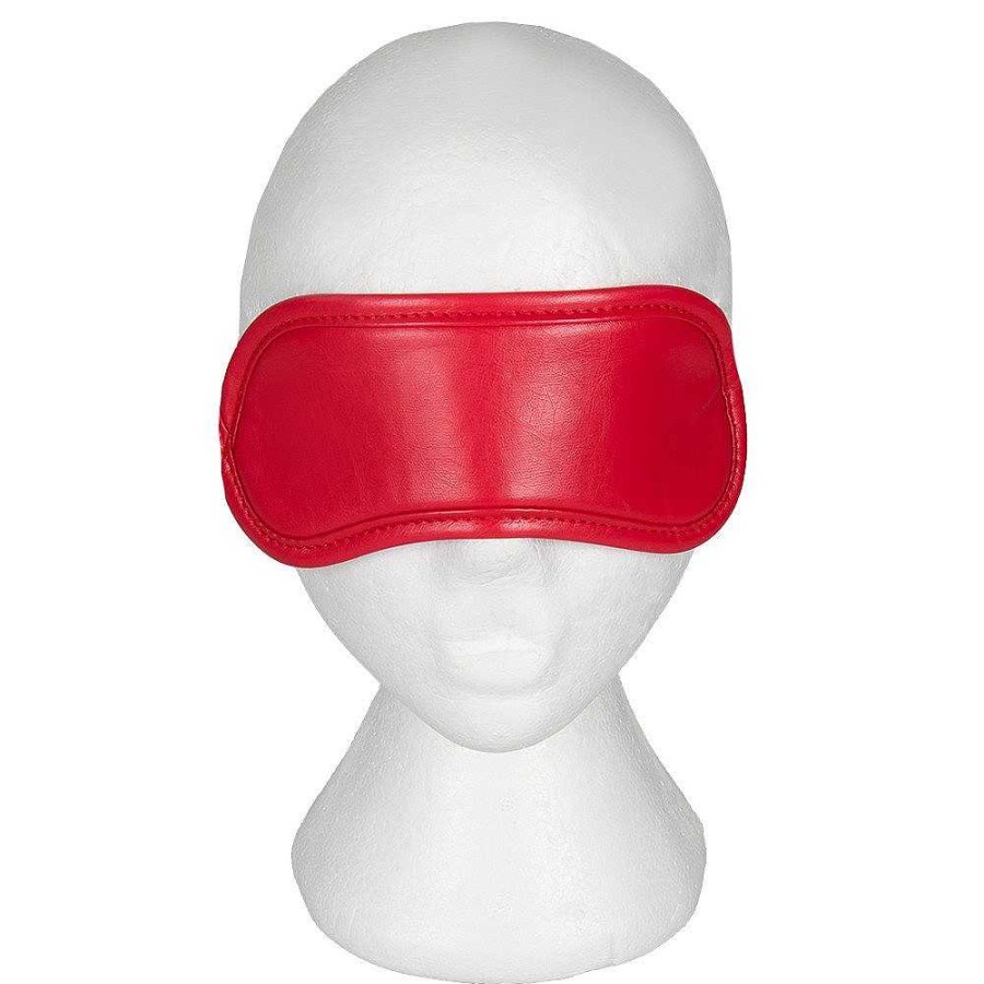 Bondara Bondara Red Desire Faux Leather Blindfold Red And Black Blindfolds, Hoods & Masks