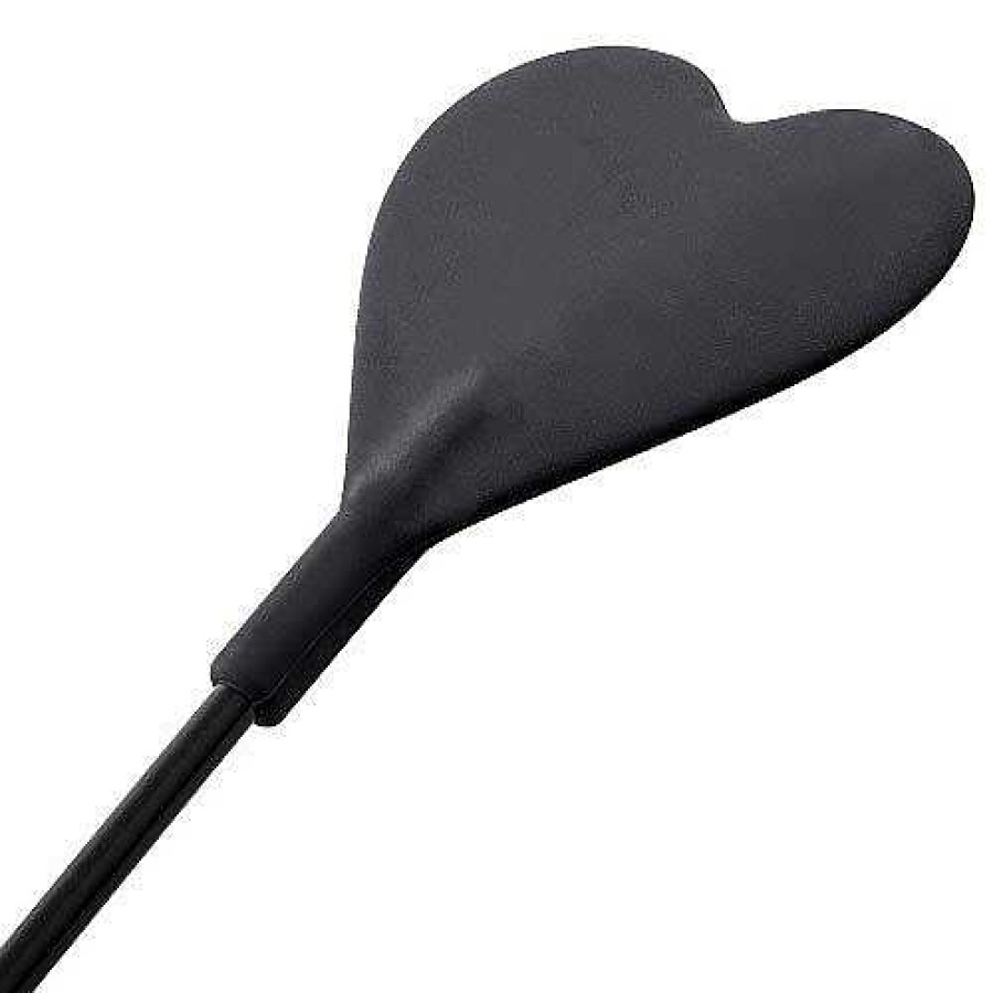 Bondara Bondara Silicone Heart Riding Crop - 19 Inch Black Floggers, Whips & Ticklers