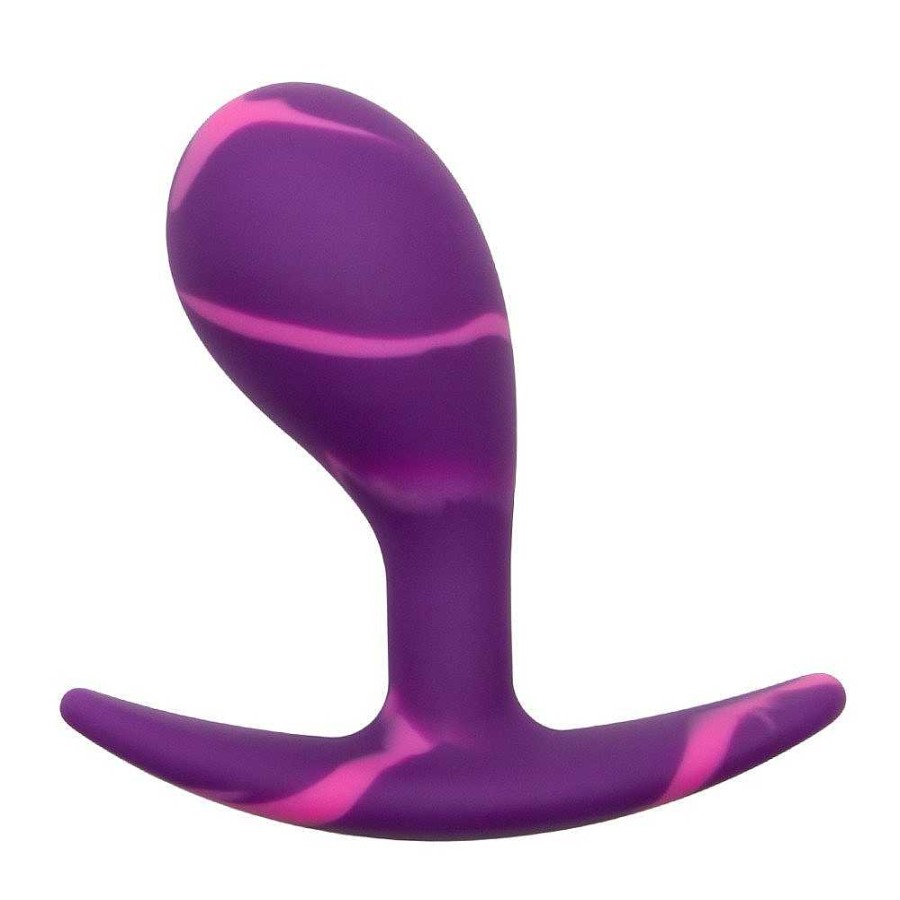 Bondara Mon Amour Purple Marble Silicone P-Spot Plug - 2.2, 2.5 Or 3 Inch Purple And Pink Marble Anal Toys