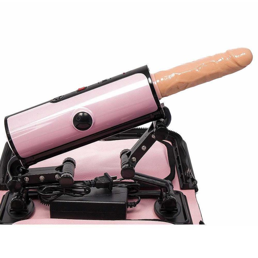 Bondara Bondara Full Throttle Pink Sex Machine With Dildo - 5.5 Inch Pink With Light Tone Dildo Dildos