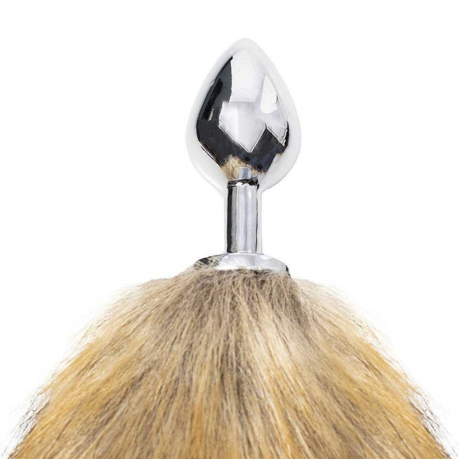 Kinky Tails Kinky Tails Vixen Natural Faux Fur Stainless Steel Tail Butt Plug Brown Anal Toys