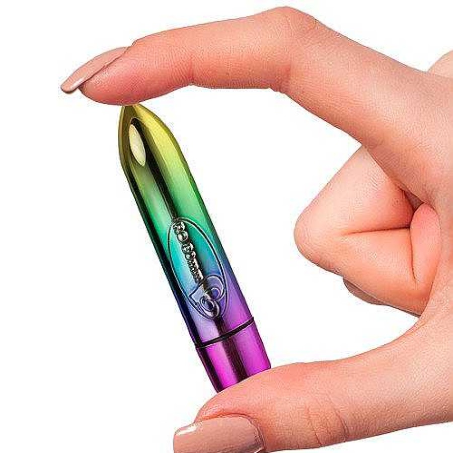 Pride Shop Rocks-Off Ro-80 Rainbow 7 Function Bullet Vibrator Metalic Rainbow Vibrators