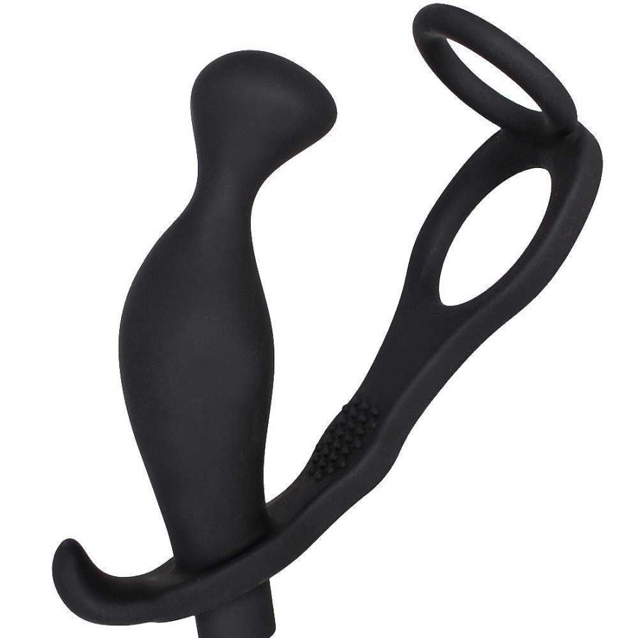 Bondara Bondara Pinpoint 10 Function Butt Plug With Cock And Ball Ring Black Anal Toys