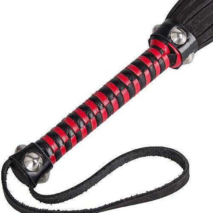 Luxe Bondara Luxe Red Nubuck Leather Flogger - 21 Inch Red & Black Floggers, Whips & Ticklers