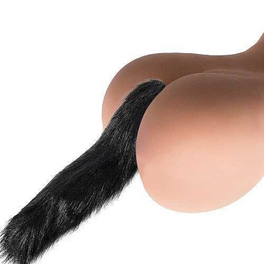 Kinky Tails Kinky Tails Vixen Faux Fur Stainless Steel Tail Butt Plug Black Anal Toys