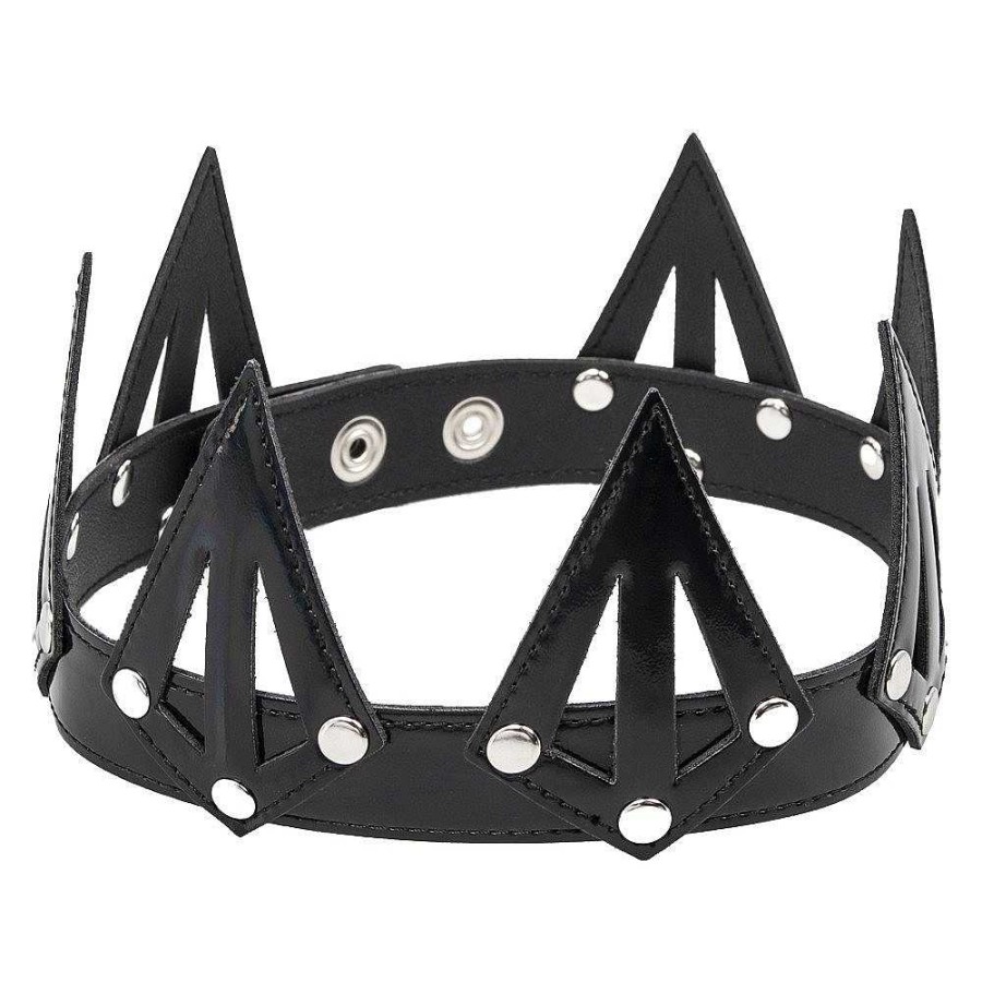 Luxe Bondara Luxe Pleasure Prism Pu Blindfold Crown Irridescent Black & Silver Fetish Clothing