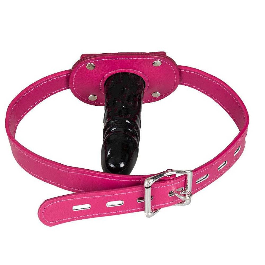 Bondara Bondara Gagging For It Internal Dildo Mouth Gag - 4 Inch Pink And Black Ball Gags & Mouth Gags