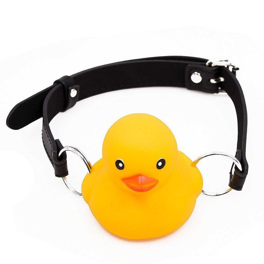 Bondara Bondara Rubber F*Cky Squeaky Duck Mouth Gag Black Strap, Yellow Duck Ball Gags & Mouth Gags