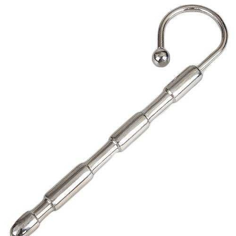 Bondara Torment Stainless Steel Hooked Ridge Penis Plug - 12.5Cm Silver Medical Play Toys