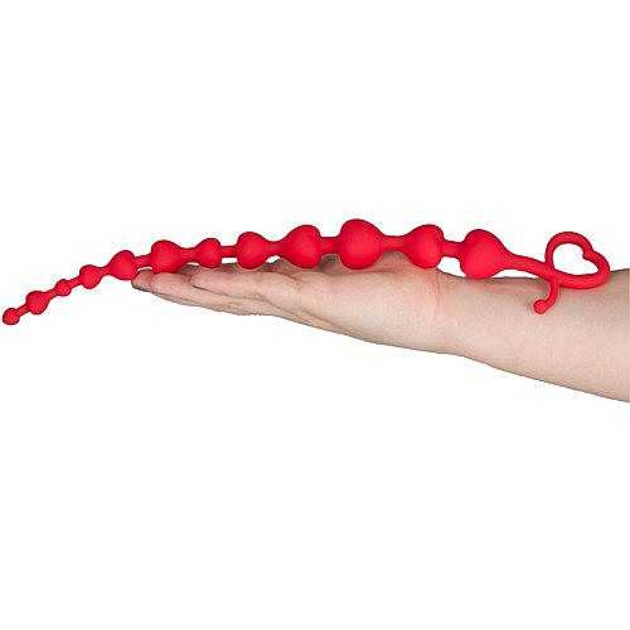 Bondara Bondara Heartbead Silicone Anal Beads - 13.5 Inch Red Anal Toys