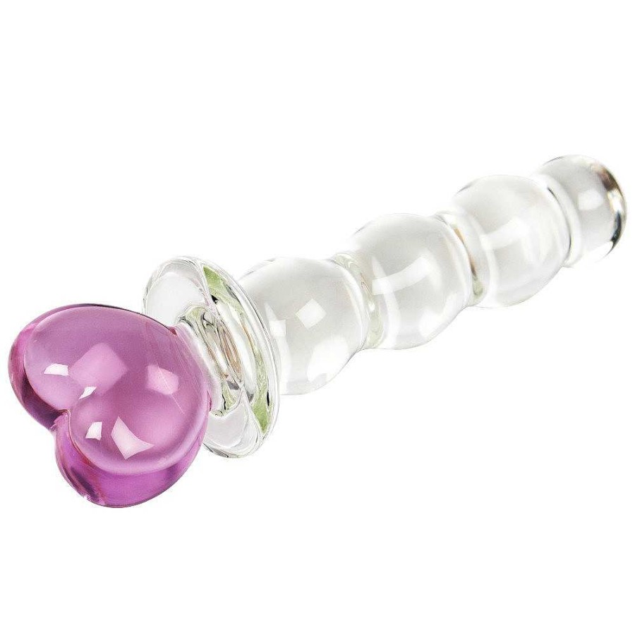 Glacier Glacier Glass Cupid'S Arrow Dildo - 8 Inch Clear With A Pink Heart Dildos