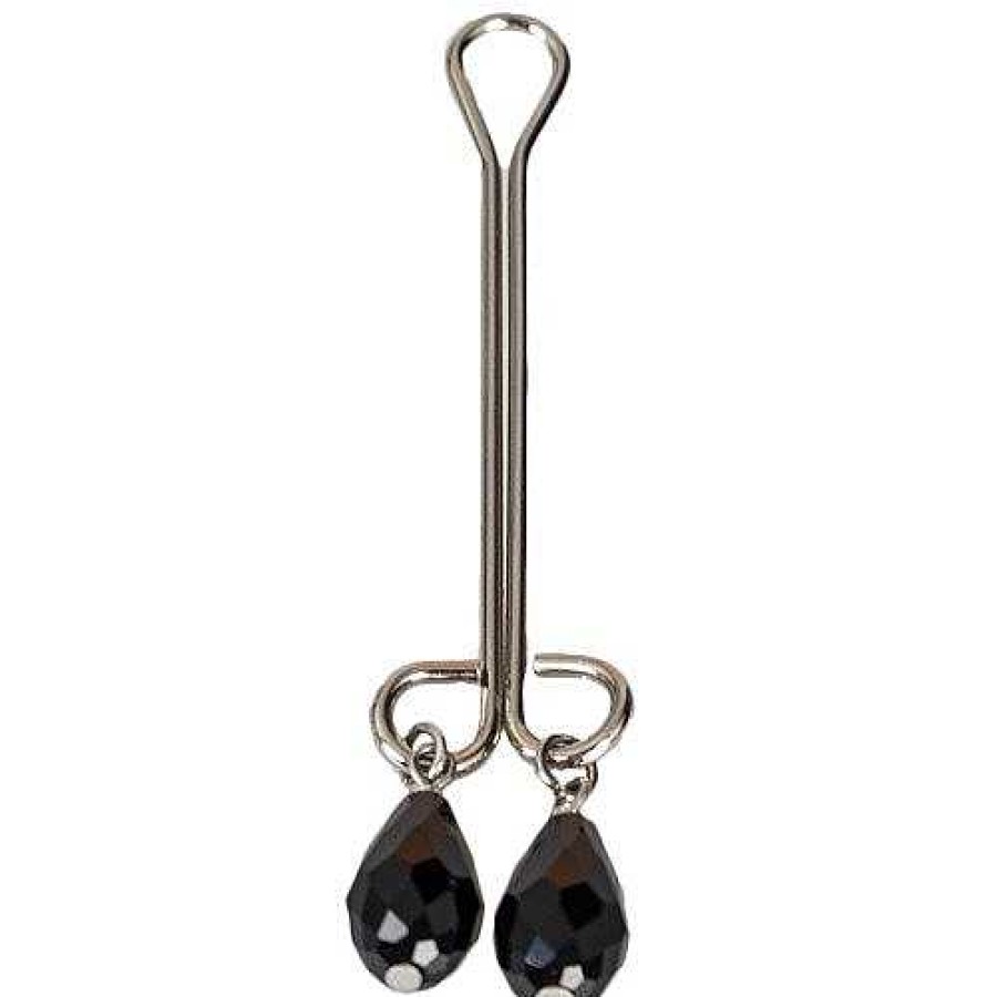 Bondara Bondara Black Jewel Clit Clamp Silver And Black Nipple Toys & Clit Toys