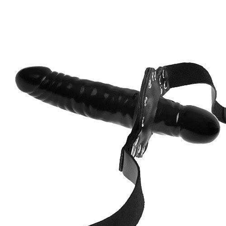 Torment Torment Gag Reflex Leather Double Dildo Gag - 5 Inch Black Strap-Ons