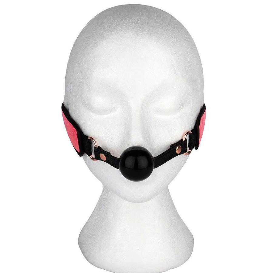 Bondara Bondage Bondara Pink Kink Rose Gold Soft Velcro Bondage Ball Gag Iridescent Pink Outer, Black Lining, Rose Gold Hardware Ball Gags & Mouth Gags