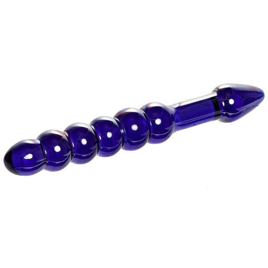 Bondara Glacier Glass Iridescent Beaded Double Ended Dildo - 9 Inch Blue Dildos