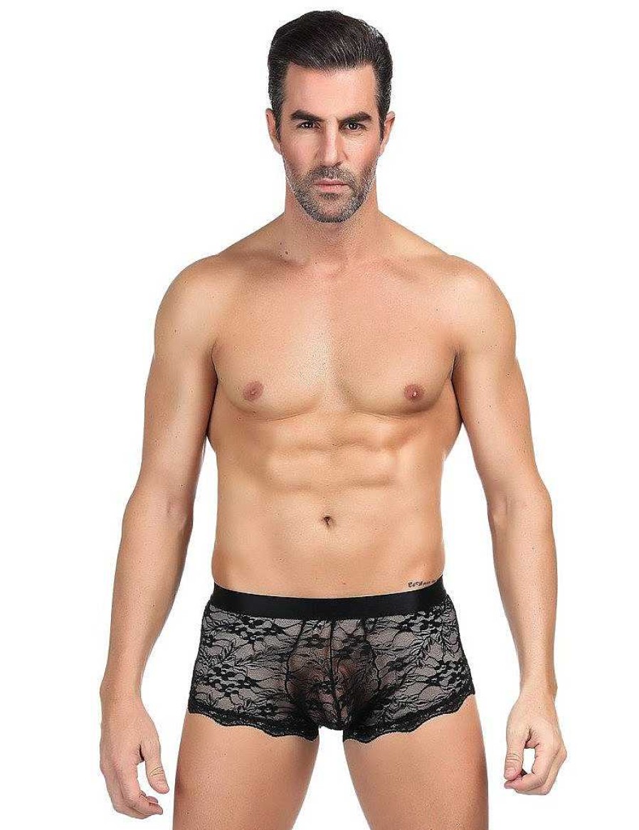 Bondara Man Bondara Man Lace Corset Boxer Briefs Black Men'S Sexy Underwear