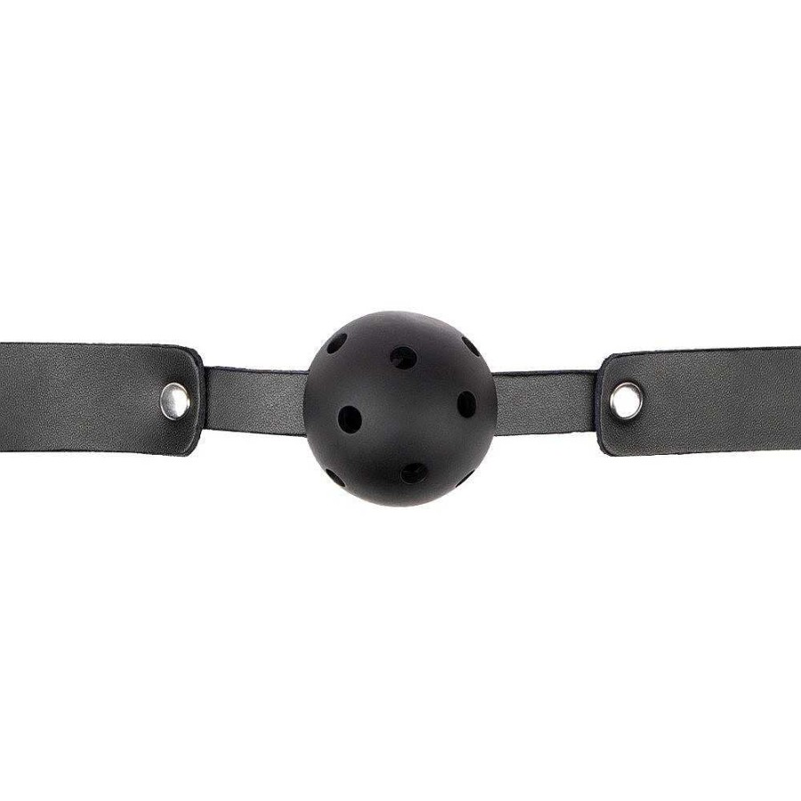 Luxe Bondara Luxe Erotica Leather Vented Ball Gag Black Ball Gags & Mouth Gags