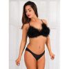 Bondara Flirt Bondara Flirt Plaything Fluffy Bra And Knicker Black Sexy Lingerie For Women