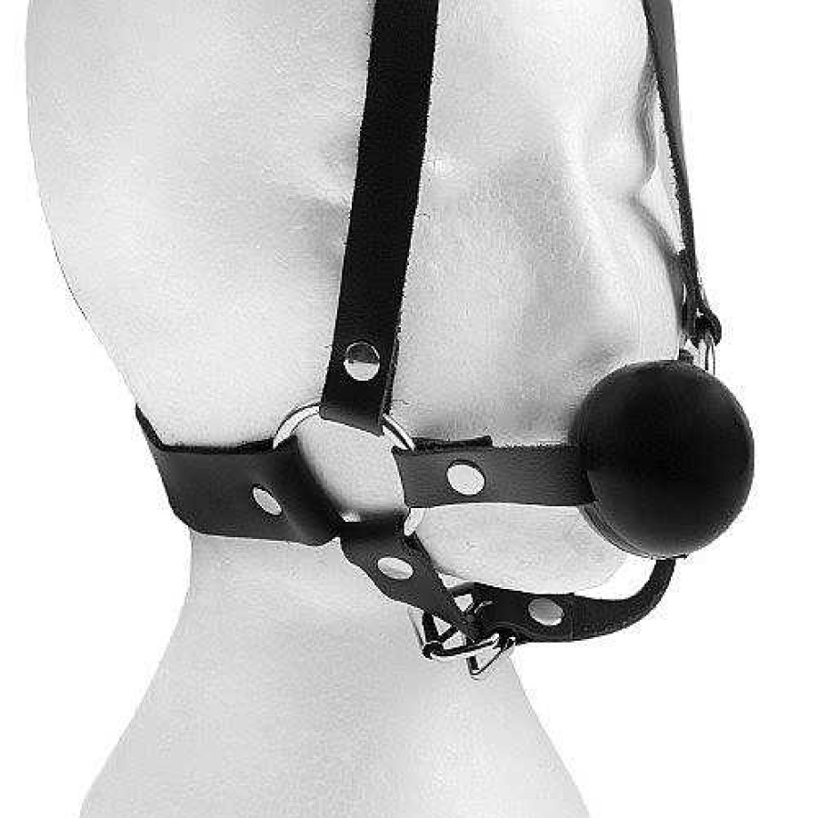 Luxe Bondara Luxe Leather Bondage Ball Gag Head Harness Ball Gags & Mouth Gags