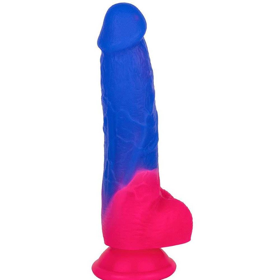 Bondara Bondara Neon Demon Silicone Poseable Suction Dildo - 7 Inch Pink And Blue Dildos