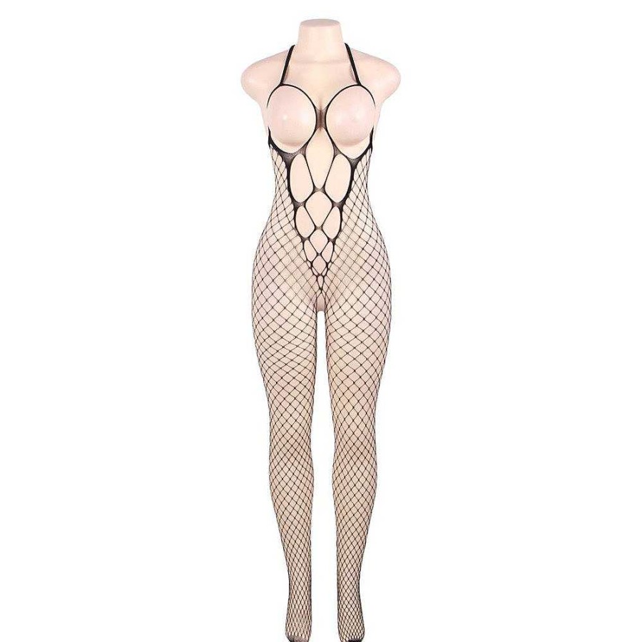 Bondara Flirt Bondara Flirt Seamless Seduction Fishnet Open Cup Bodystocking Black Sexy Lingerie For Women