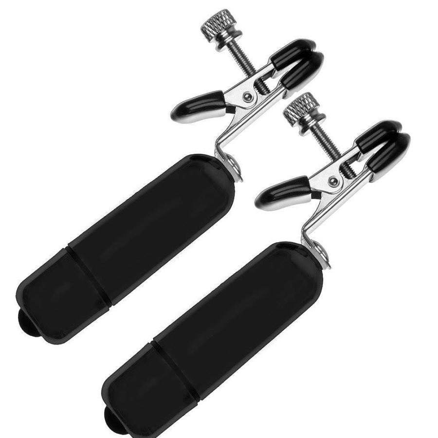 Bondara Bondage Bondara Pinch Vibrating Bullet Nipple Clamps Black Nipple Toys & Clit Toys