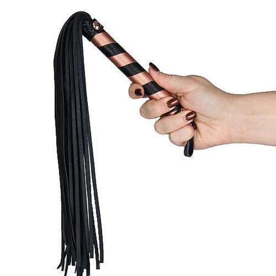 Bondara Boutique Bondara Luxe Rose Gold Real Leather Flogger - 17.5 Inch Rose Gold And Black Floggers, Whips & Ticklers