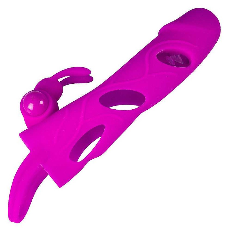 Bondara Bondara Silicone Vibrating Rabbit Cock Sleeve Magenta Sex Toys For Couples