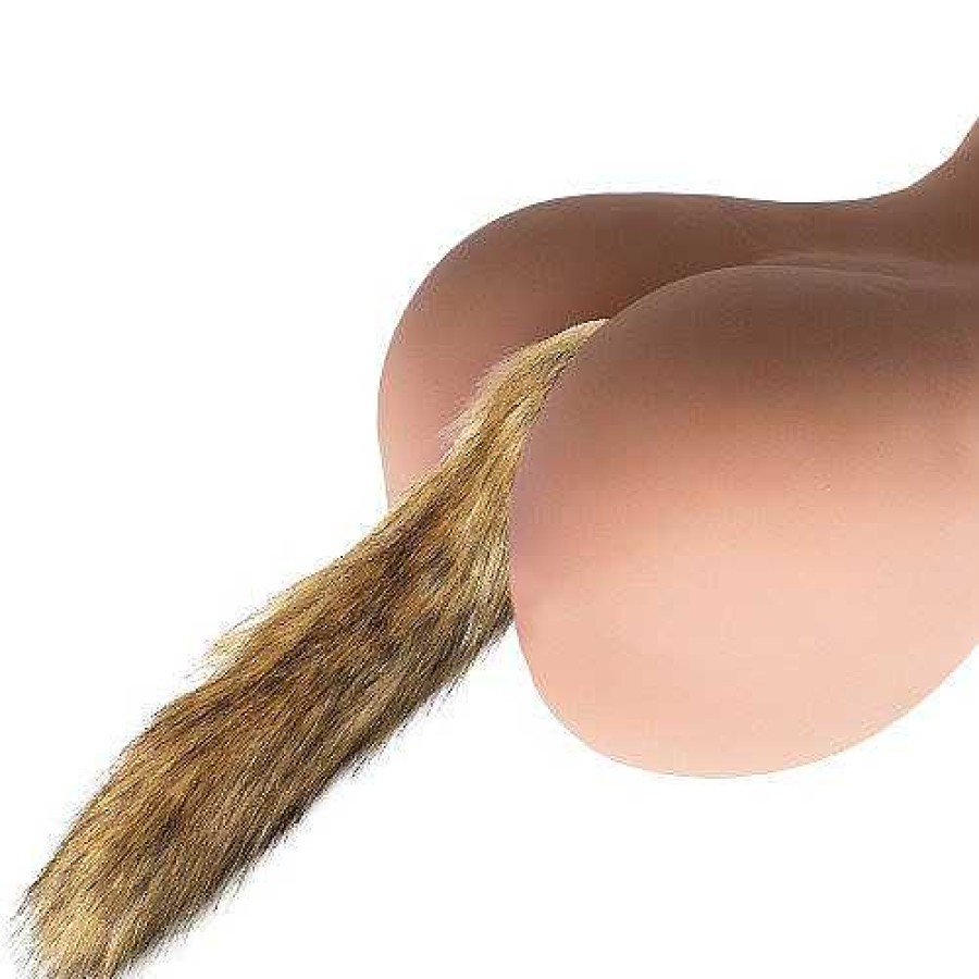 Kinky Tails Kinky Tails Vixen Natural Faux Fur Stainless Steel Tail Butt Plug Brown Anal Toys