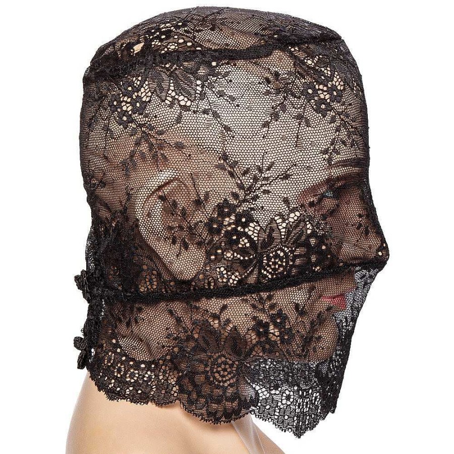 Bondara Bondara Siren Veil Floral Lace Bondage Hood Black Fetish Clothing