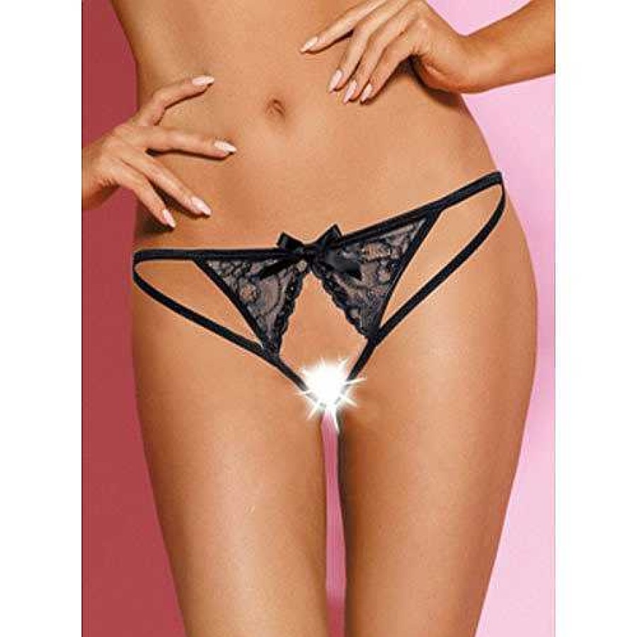 Bondara Flirt Bondara Flirt Lace Cut-Out Crotchless Knicker Black Sexy Lingerie For Women