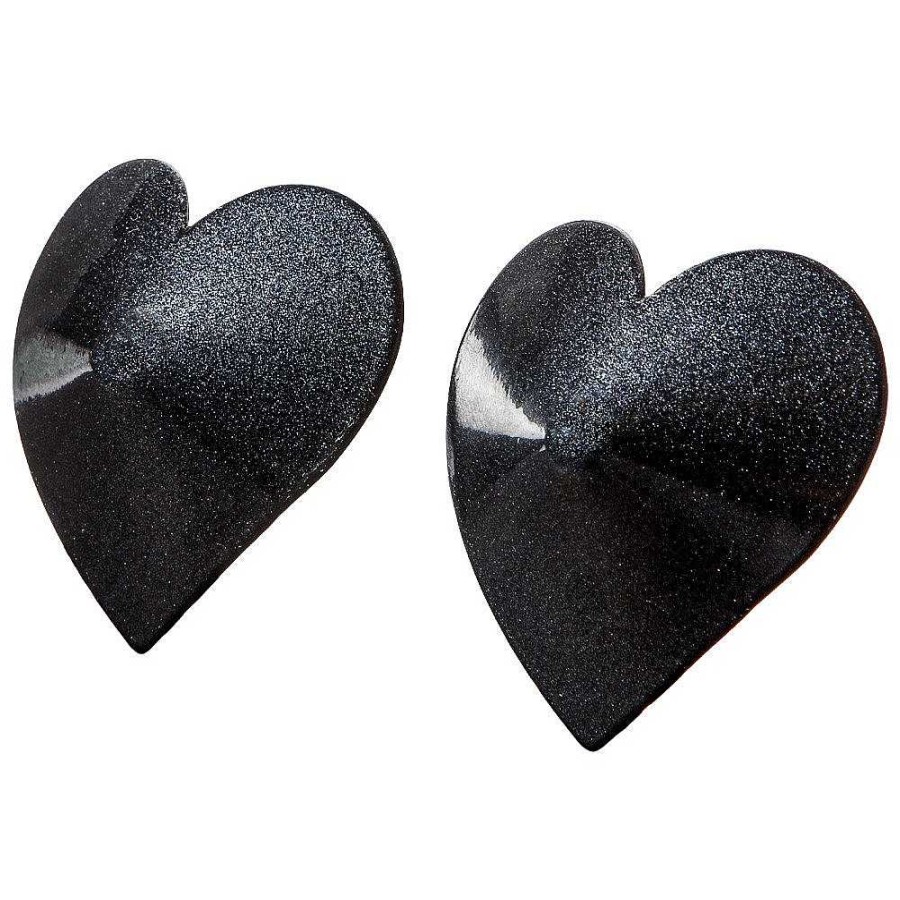 Bondara Siren Bondara Siren Lust Metal Heart Nipple Pasties Black Fetish Clothing