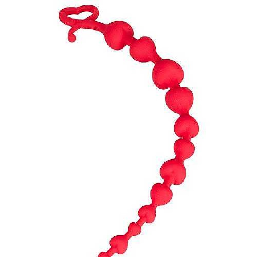 Bondara Bondara Heartbead Silicone Anal Beads - 13.5 Inch Red Anal Toys