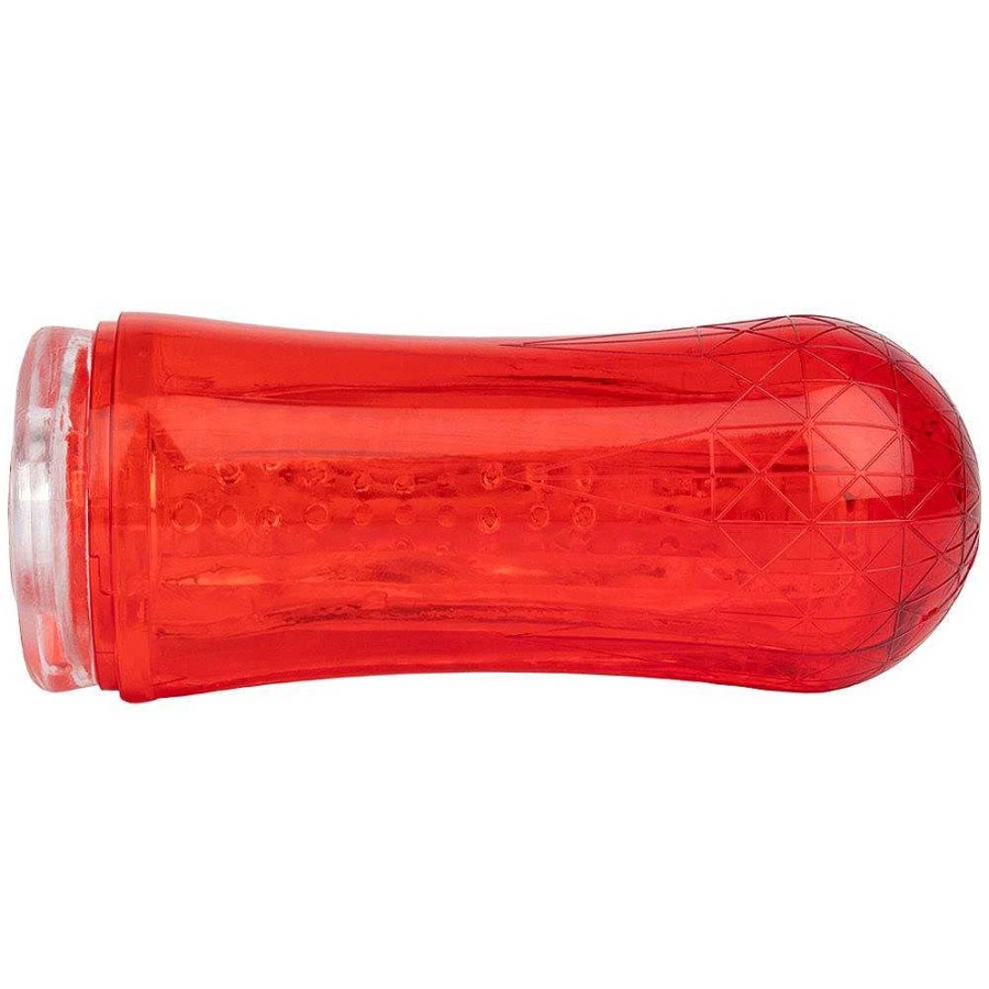 Bondara Bondara Rocket Clear Neutral Cup Masturbator - 7 Inch Red Male Sex Toys