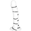 Bondara Mon Amour Love Sucks Black Stripe Suction Dildo - 7.7 Inch White With Black Stripes Dildos