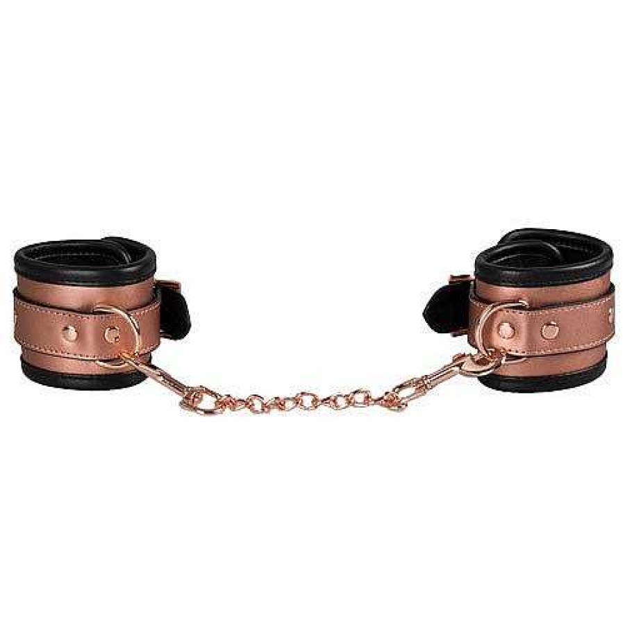 Bondara Boutique Bondara Luxe Rose Gold Real Leather Handcuffs Rose Gold And Black Bondage Restraints & Handcuffs