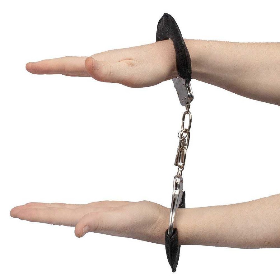 Bondara Bondara Cuffing Season Faux Leather Handcuffs Black, Silver Bondage Restraints & Handcuffs