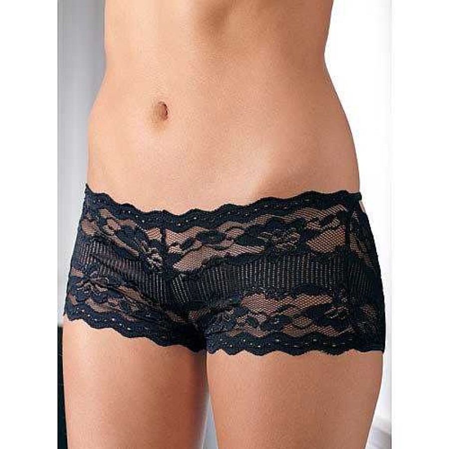 Bondara Flirt Bondara Lace Open Back Boyshorts Black Sexy Lingerie For Women