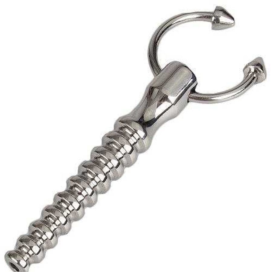 Bondara Torment Stainless Steel Devil'S Pitchfork Penis Plug - 11Cm Silver Medical Play Toys