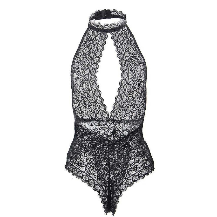 Bondara Belle Bondara Belle Exquisite Plus Size Lace Keyhole Teddy Black Sexy Plus Size Lingerie