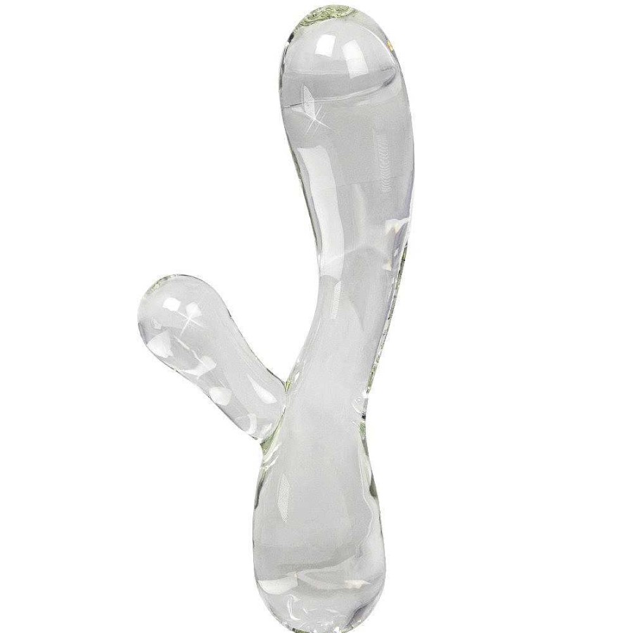 Glacier Glacier Glass Curved G-Spot Rabbit Dildo - 7.5 Inch Clear Dildos