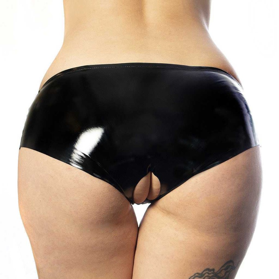 Bondara Siren Bondara Siren Wet Look Open Brief Black Fetish Clothing